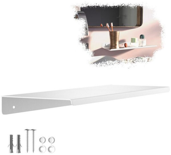 SO-TECH® Wandregal Schweberegal HOVER 35/45 x 13 x 3 cm inkl. Befestigungsset, 1-tlg, Wandmontage, für Bad Küche oder Wohnzimmer, Weiß