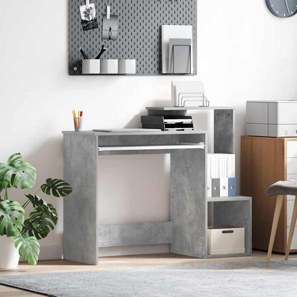 Schreibtisch, Bürotisch, Computertisch Beton Grau 106 x 41 x 88.5 cm Holzwerkstoff