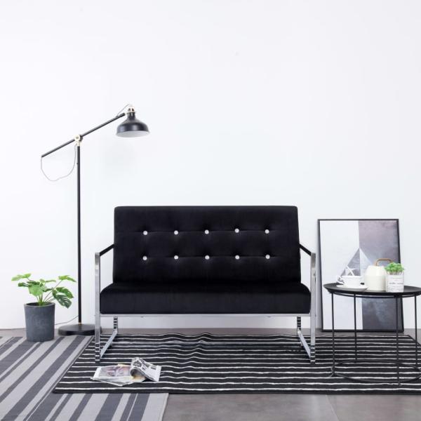 vidaXL 2-Sitzer-Sofa mit Armlehnen Schwarz Chrom und Samt 282163