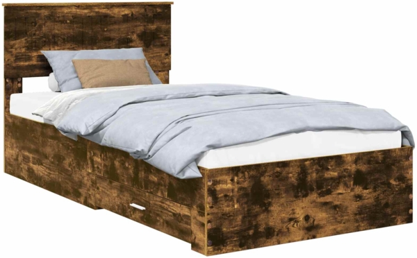 vidaXL Bettrahmen Geräucherte Eiche 100x200 cm Holzwerkstoff 3410935