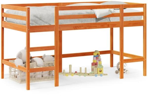 vidaXL Kinderhochbett mit Leiter Wachsbraun 90x200cm Massivholz Kiefer 852398