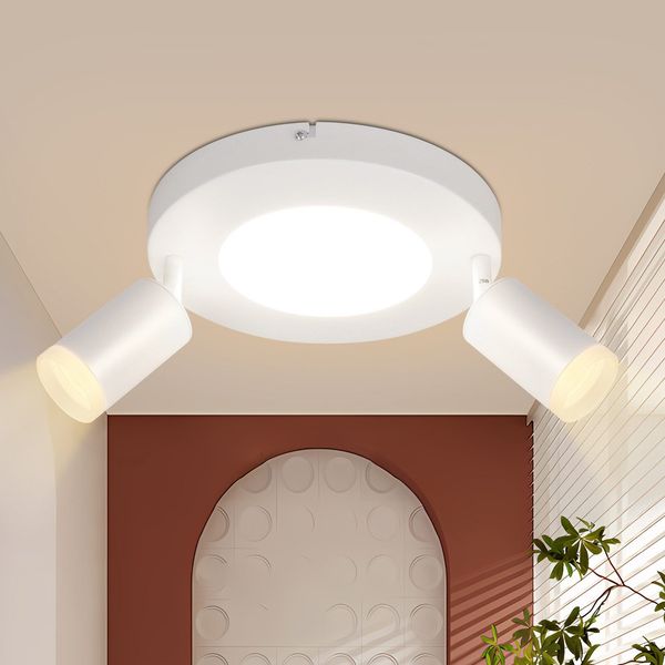 ZMH LED Deckenleuchte Deckenstrahler 2 Flammig - Deckenspot GU10 Deckenlampe Weiß Rund 3000k Warmweiß 20W Rund Schlafzimmerlampe Schwenkbar 350° für Küche Esszimmer Flur Korridor