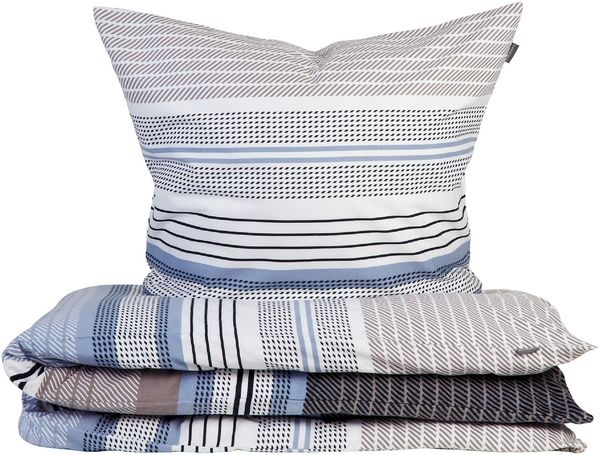Schiesser Feinbiber Bettwäsche Set Pino aus weicher, wärmender Baumwolle, Farbe:Grau und Hellblau, Größe:135x200 cm