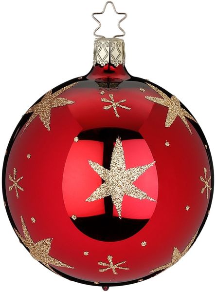 Christbaumkugel Sternenlicht Ø 8cm rot Ochsenblut glänzend Inge-Glas Christbaumschmuck