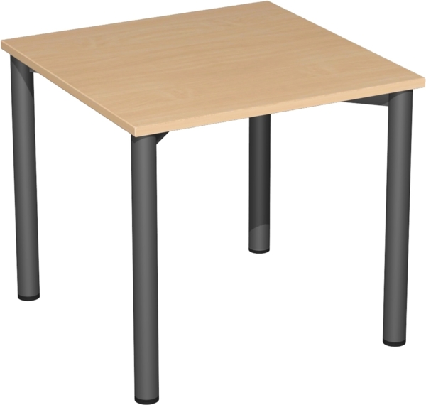 Konferenztisch Rundfuß, 80x80cm, Buche Anthrazit