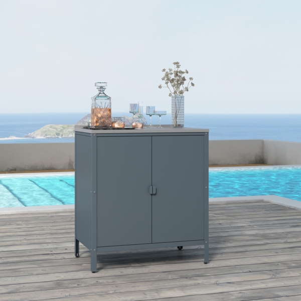 Outdoor Schrank Bolognano 92x80x50 cm Dunkelgrau, matt [casa. pro]