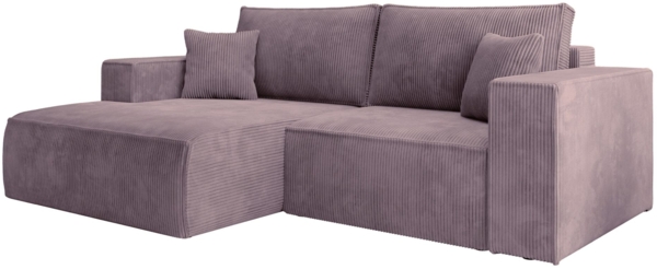Selsey 'Farese Mini' Ecksofa mit Cordbezug, Schlaffunktion und Stauraum, Mauve, links