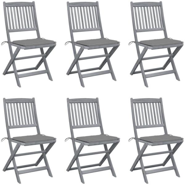 vidaXL Klappbare Gartenstühle 6 Stk. mit Sitzkissen Massivholz Akazie 3065435