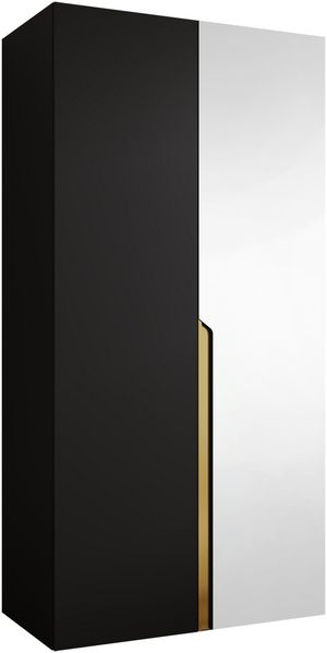 Kleiderschrank Veluna II 100 (Farbe: Schwarz / Schwarz + Gold)