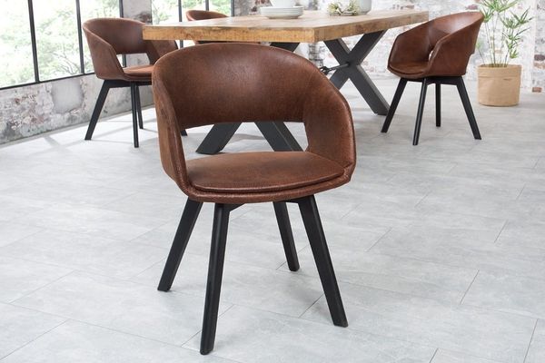 riess-ambiente Polsterstuhl NORDIC STAR antik braun / schwarz (Einzelartikel, 1 St), Esszimmer · Microfaser · Massivholz · mit Armlehne · Küche · Design