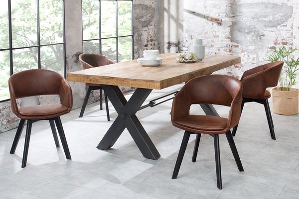 riess-ambiente Polsterstuhl NORDIC STAR antik braun / schwarz (Einzelartikel, 1 St), Esszimmer · Microfaser · Massivholz · mit Armlehne · Küche · Design