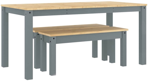 vidaXL 3-tlg. Essgruppe Panama Grau Massivholz Kiefer 3345174