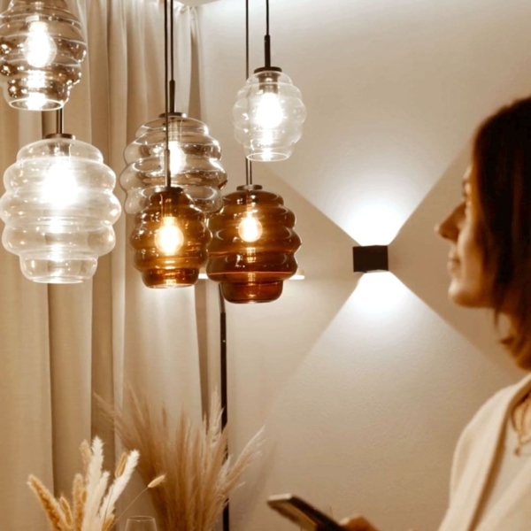 s.luce Echos Esszimmer-Hängeleuchte 3-flammig 120cm Ø 25cm Klar, Schwarz Bild 5