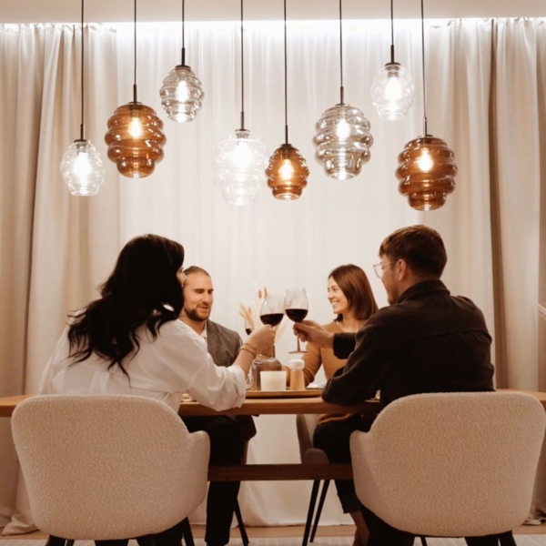 s.luce Echos Esszimmer-Hängeleuchte 3-flammig 120cm Ø 25cm Klar, Schwarz Bild 3