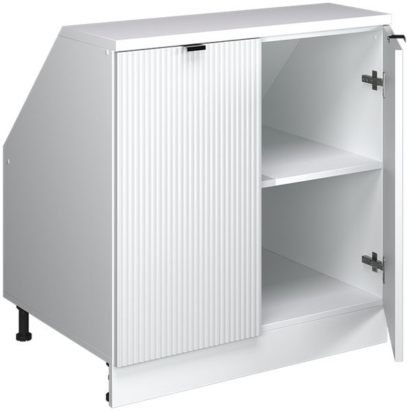 Dachschrägenschrank Rion Weiß Riffel 80 x 81.6 cm mit 2 Türen, Schrankkorpus 60 cm Tiefe Vicco Bild 4