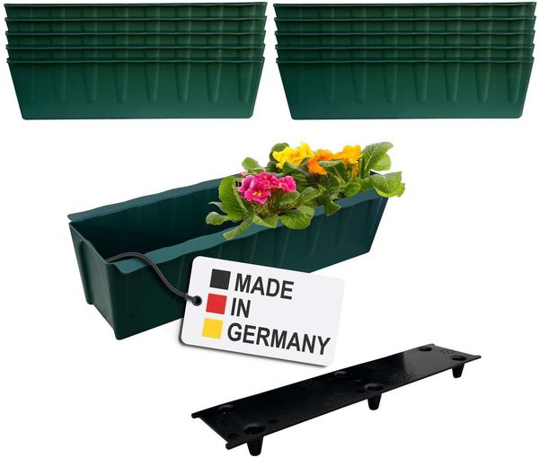 BURI 10 Euro-Paletten Blumenkästen-Einsätze inkl. Bewässerungsmatte | 37,3cm Dunkelgrün | Pflanzkasten für Europalette Palette | Balkonkasten | Blumentopf | aus stabilen Kunststoff | Made in Germany Bild 2
