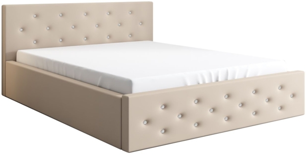 Polsterbett VALI 140x200 mit Matratze, Bettkasten und Lattenrost. Farbe: Beige 04