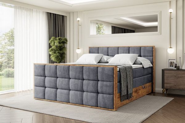 ALTDECOR Boxspringbett LOLLI2-Z KING (Multipocket-Matratze H4, H3 Matratze Bonellfederung, Topper, Kopfteil), Doppelbett mit Fußteil
