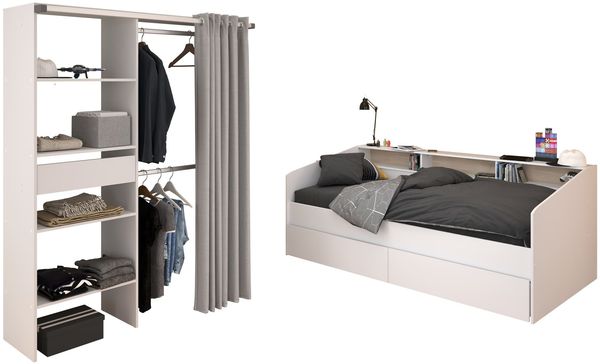 Kinderzimmer Set Parisot Sleep 3-tlg. Holzdekor Weiß/Eiche