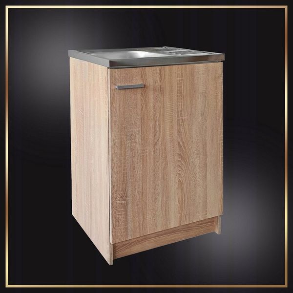 STAMAR Spülenschrank Küchenschrank 60cm Sonoma Eiche Spüle Hocharmatur Olivgrün Siphon XXL Standschrank 50cm Tiefe Edelstahl Geschirrspüler Komplett Modern Set