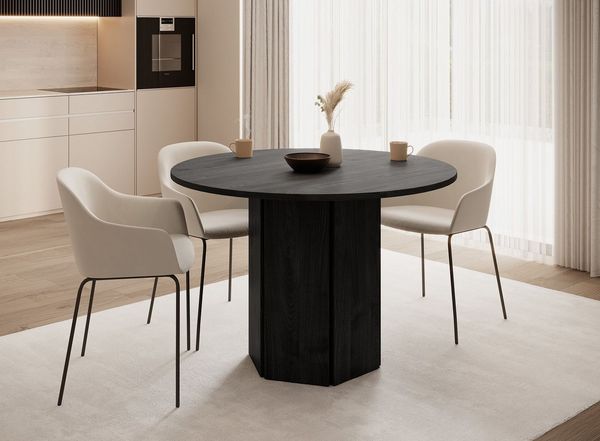 Selsey Hexa Esstisch, Laminierte Platte, Esche Schwarz, 110 cm
