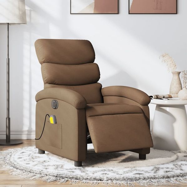 vidaXL Massagesessel Elektrisch Braun Stoff 3203970