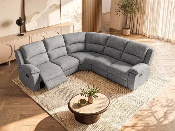 Vente-unique - RIETI Sofa Stoff Grau - B 229 cm x H 100 cm x L 229 cm