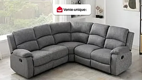 Vente-unique - RIETI Sofa Stoff Grau - B 229 cm x H 100 cm x L 229 cm