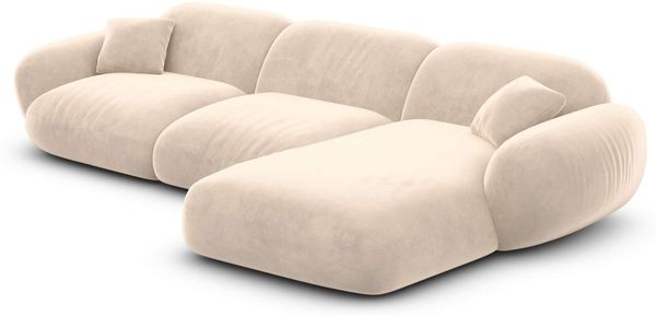 Ecksofa Alcazar L Form aus Samtstoff Kurz - Samtstoff - creme - Rechts