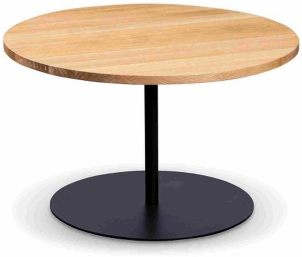 Couchtisch >Leo 1< in schwarz + Wildeiche Massivholz, Massivholz - 45x70 (HxD)