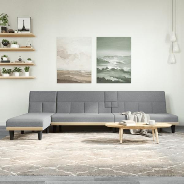 Schlafsofa in L-Form Hellgrau 255 x 140 x 70 cm Stoff (Farbe: Grau)