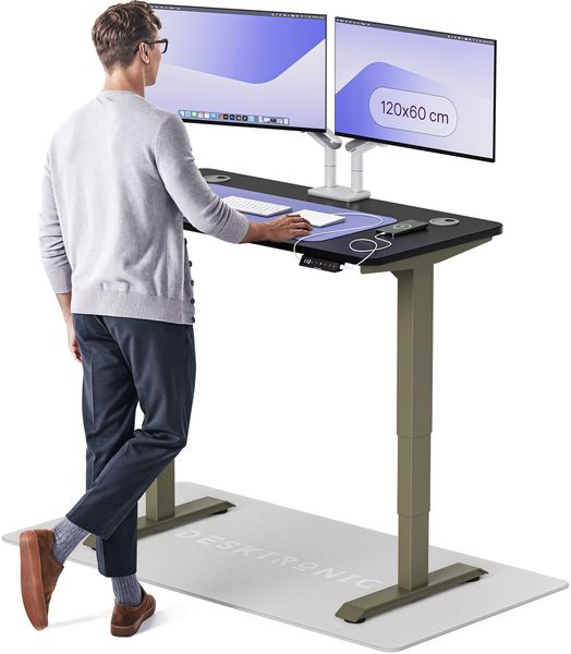 Desktronic HomePro Elektrisch höhenverstellbarer Schreibtisch 120x60cm Grün/Schwarz mit Memory-Funktion, Anti-Kollisions Technologie, USB-A und USB-C-Ladeanschlüssen