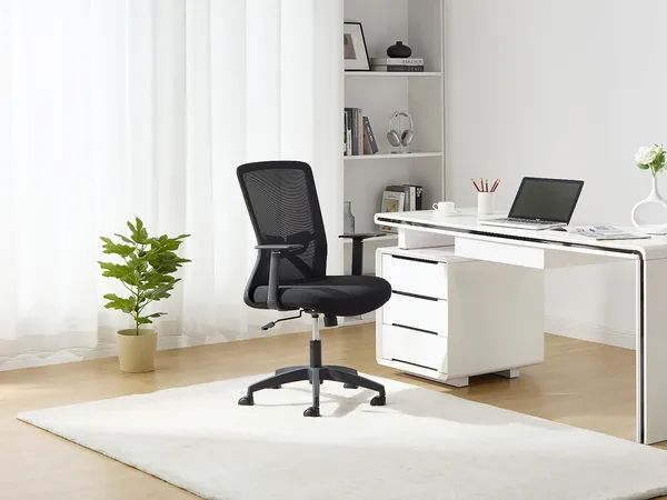Vente-unique - DELVORA Office chair Stoff Schwarz - B 55,5 cm x H 93 cm100,5 cm x L 61 cm