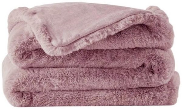 Premium Wohndecke aus Kunstfell » Dicke Hochwertige Decke » Couchdecke 150 x 200 cm » Kuscheldecke mit Wendeoptik - Rosa