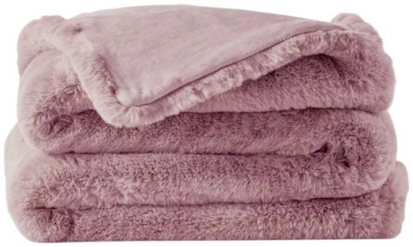 Premium Wohndecke aus Kunstfell » Dicke Hochwertige Decke » Couchdecke 150 x 200 cm » Kuscheldecke mit Wendeoptik - Rosa