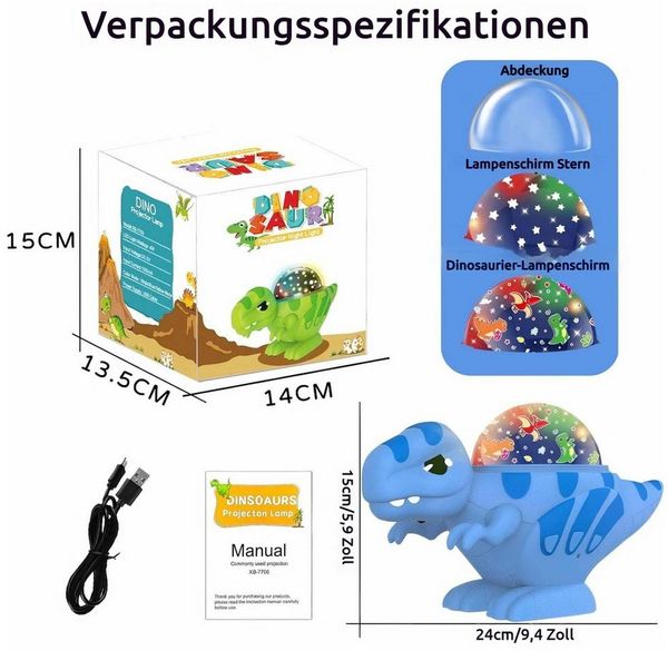 QUBEBU LED Nachtlicht Dinosaurier Sternenhimmel Projektor Kinder Geschenke 3-in-1 Nachtlicht, 16 Lichtmodi, LED fest integriert, Drei Themenmodi: Dinosaurierwelt, Sternenwelt und Nachtlicht, Kinderzimmer, Schlafzimmer, Birthday geschenke, Weihnachtsdek...