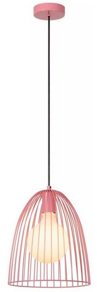 Licht-Erlebnisse Pendelleuchte NAVIK, ohne Leuchtmittel, Rosa Metall Draht Kinder rund Ø24,5 cm E27 Kinderzimmer Mädchen