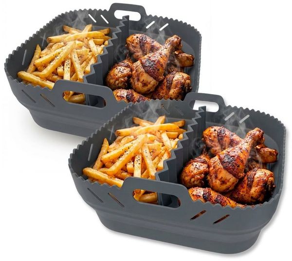 GOURMETmaxx Backform Silikonform Heißluftfritteuse ab 4 L - 2er-Set - mit Trennwand, (2-tlg), Heißluftfritteuse Zubehör Silikon Backform, kreieren, garen, servieren