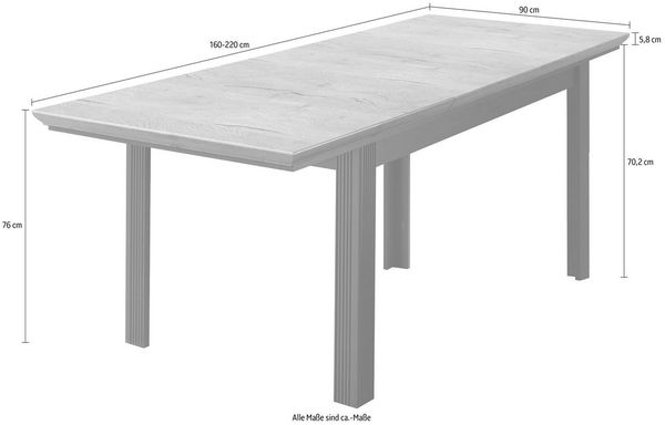 Innostyle Esstisch Jasmin, Breite 160-220 cm