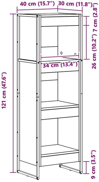 vidaXL Bücherregal Raucharbe 40 x 30 x 121 cm Holzwerkstoff 886368 Bild 11