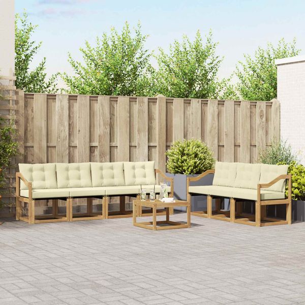 vidaXL Outdoor-Sofagarnitur mit Kissen 8 pcs Weiß und Creme 3389292