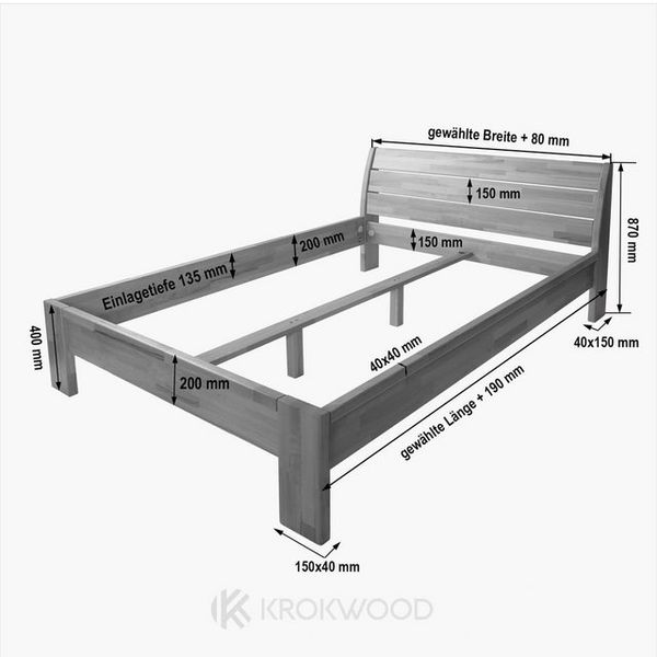 Krok Wood Massivholzbett Alice in Buche (100x200 cm) Bild 4