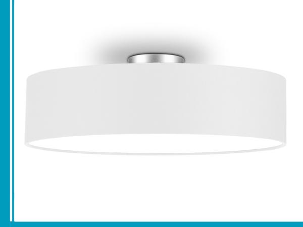 Runde zeitlose Deckenleuchte CALMA mit Stoffschirm in Weiß Ø 50cm