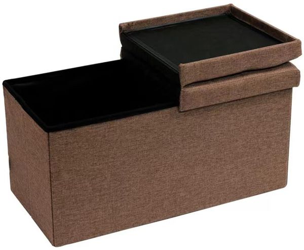 BAKAJI Aufbewahrungsbank mit Leinenbezug, Holzgestell, gepolsterte und Bequeme Sitzfläche, vielseitig einsetzbar, ideal für Schlafzimmer, Eingangsbereich, modernes Design (Braun)