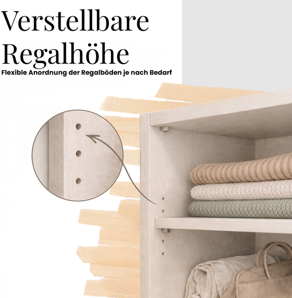 Schwebetürenschrank LUMOS in Weiß inkl. Innenausstattung, mit Lamellen-Optik, Aristan-Eiche, Breite 200 cm, moderner Kleiderschrank - mit Schubladen Bild 9