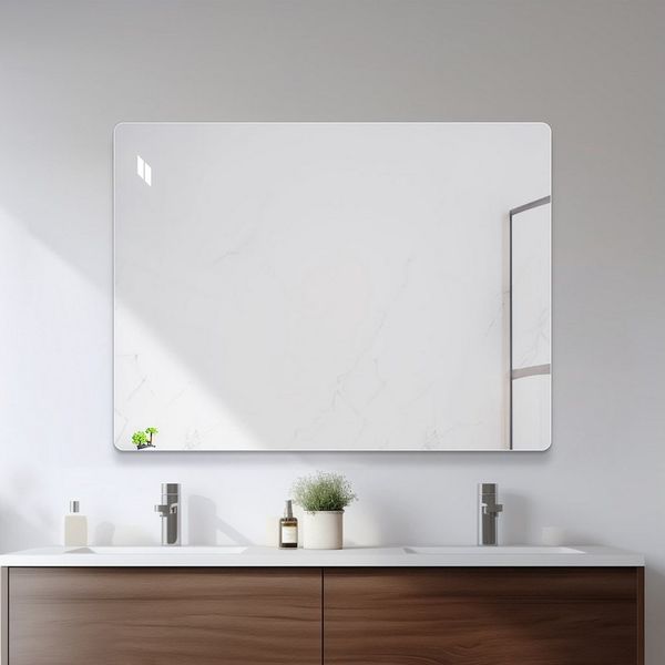 ANYSUN Spiegel 100×75 cm Wandspiegel, rahmenlos, HD Kupferfrei, Dekospiegel bruchfest (Moderner rahmenloser Spiegel), Für Bad, Flur & Schlafzimmer – rahmenloser Spiegel, klar & sicher
