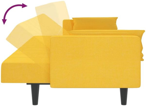vidaXL Schlafsofa 2-Sitzer mit 2 Kissen Gelb Stoff 375838 Bild 7