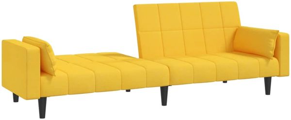 vidaXL Schlafsofa 2-Sitzer mit 2 Kissen Gelb Stoff 375838 Bild 4