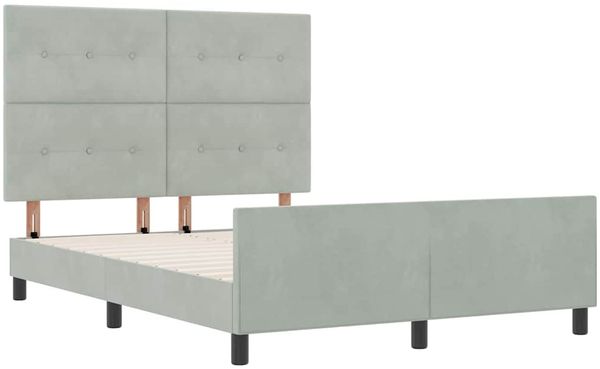 vidaXL Boxspringbett mit Kopfteil Hellgrau 140 x 200 cm Samt 3344945 Bild 5