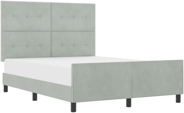 vidaXL Boxspringbett mit Kopfteil Hellgrau 140 x 200 cm Samt 3344945 Bild 2